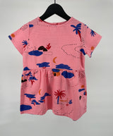 Jurk Roze Korte Mouw Afrika Print Maat 92 / 98