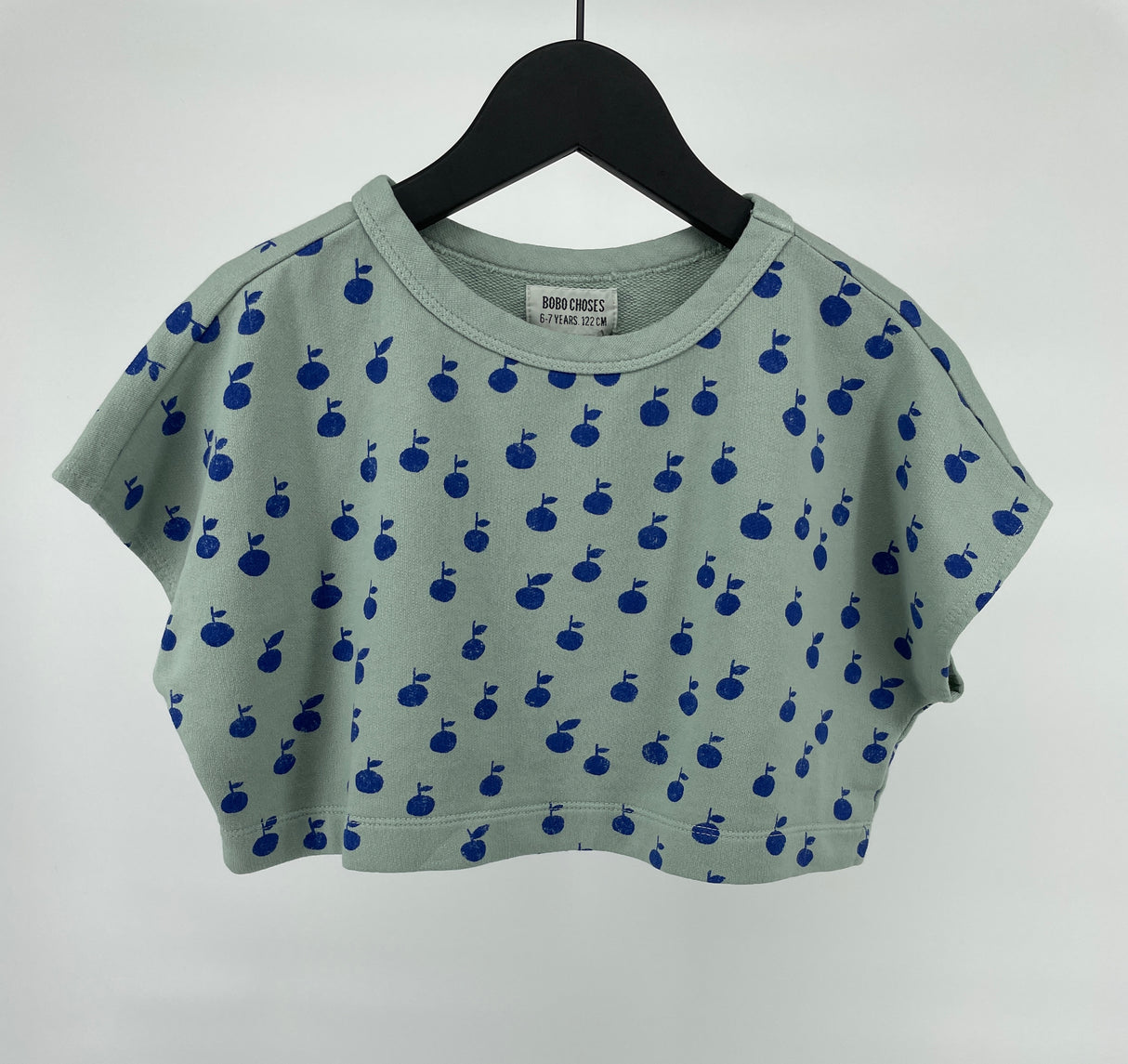 Crop Top Groen Blauw Appels Maat 116 / 122