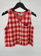Top Mouwloos Rood Beige Geblokt Maat 104 / 110