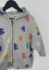Vest Capuchon Grijs Multi Color Vormen Print Maat 116 / 122