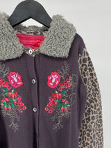 Vest Grijs Luipaard Bloemen Maat 122 / 128