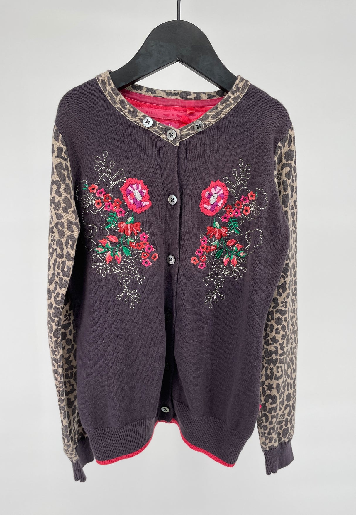 Vest Grijs Luipaard Bloemen Maat 122 / 128