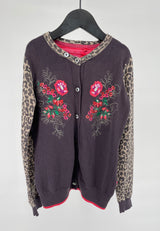 Vest Grijs Luipaard Bloemen Maat 122 / 128