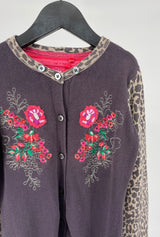 Vest Grijs Luipaard Bloemen Maat 122 / 128
