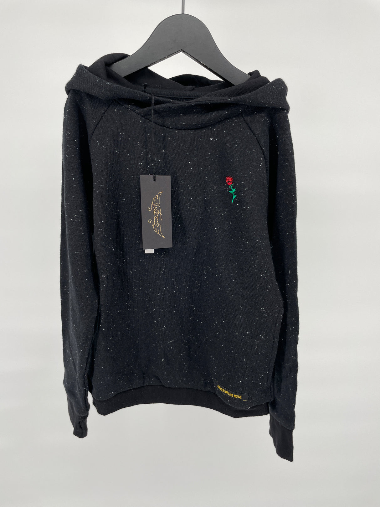 Hoodie Zwart met Roos Maat 122