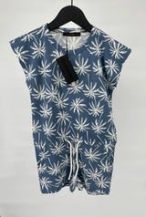 Jumpsuit Kort Blauw Palmbomen Print