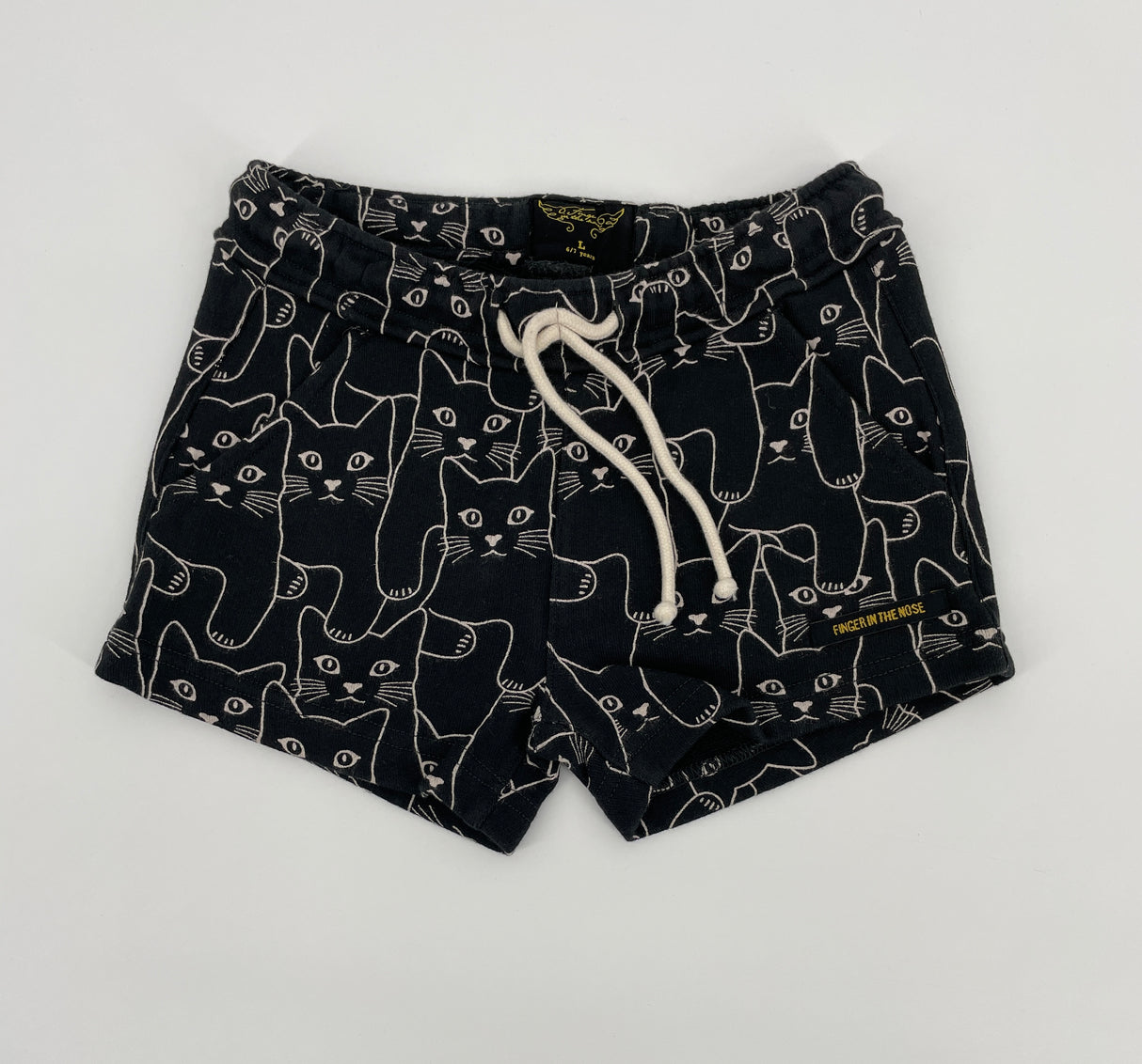 Korte Broek Zwart met Katten Print