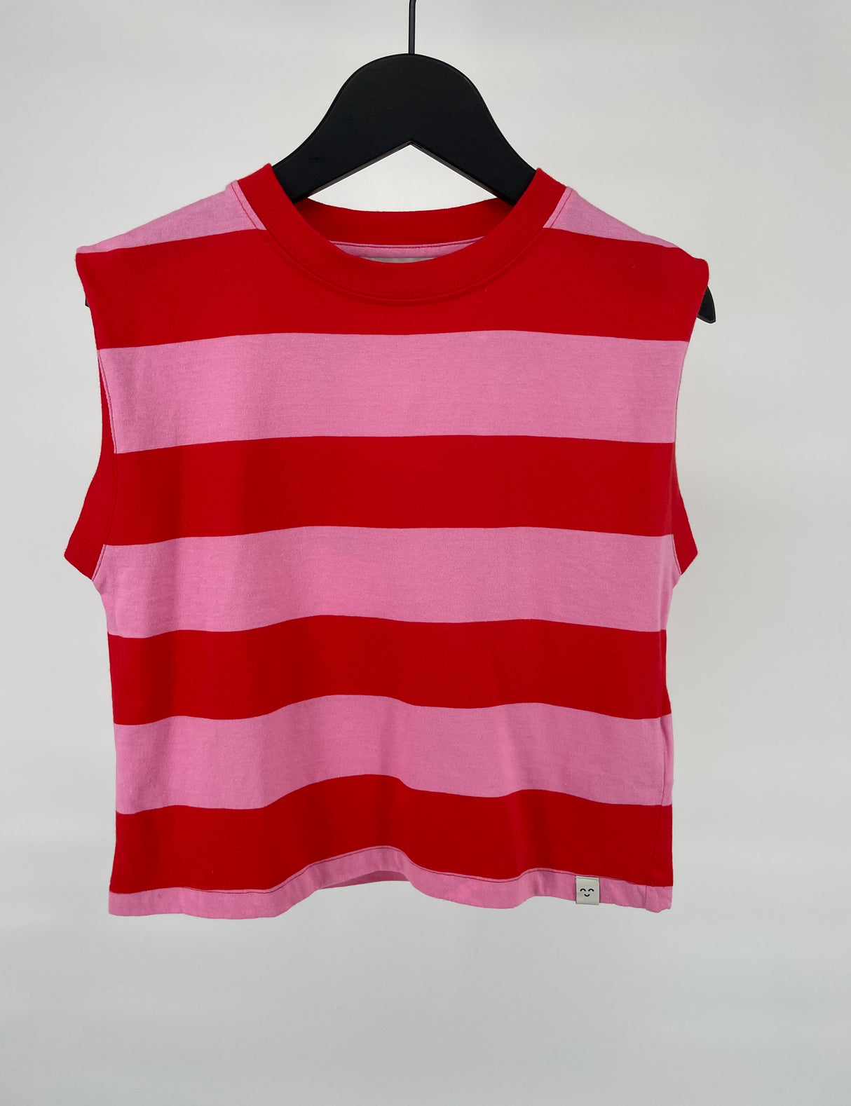 Top Mouwloos Roze Rood Gestreept Watermeloen Maat 122