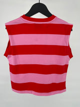 Top Mouwloos Roze Rood Gestreept Watermeloen Maat 122