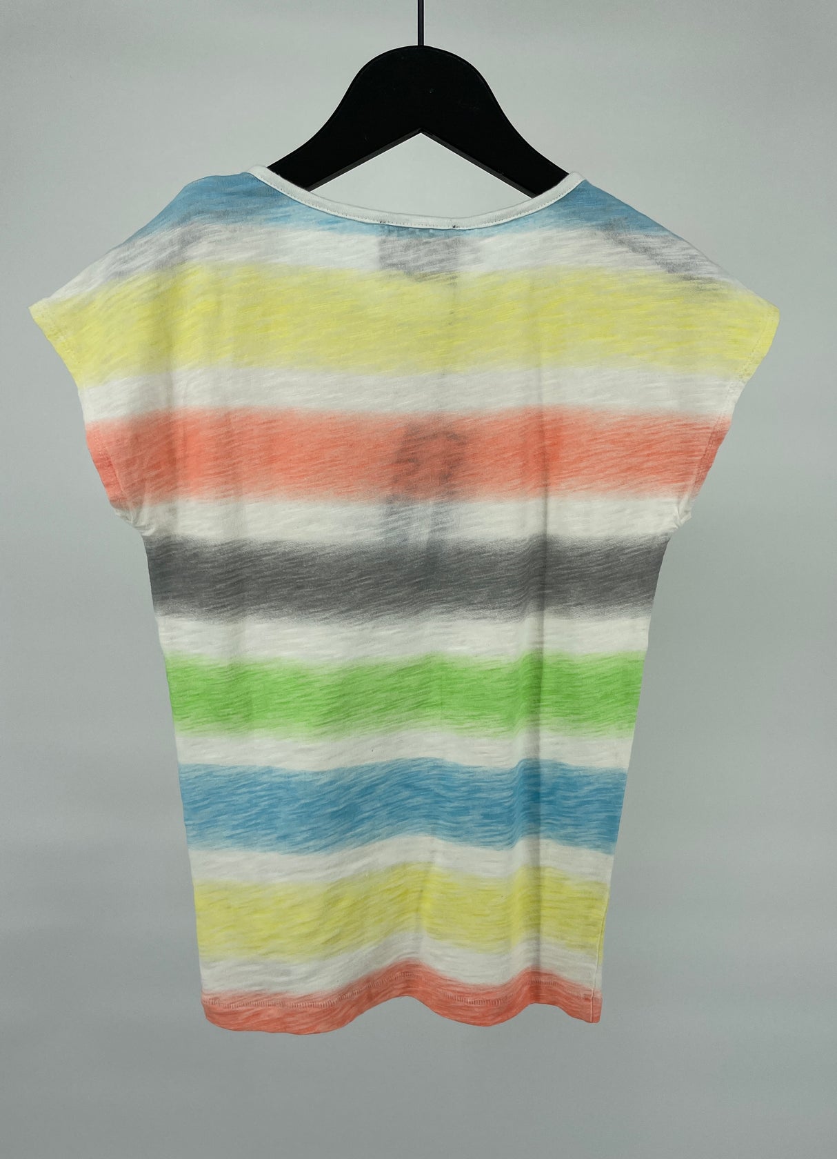 Top Beige Mouwloos met Gekleurde Strepen