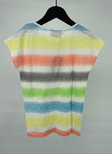 Top Beige Mouwloos met Gekleurde Strepen