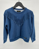 Trui Blauw met Franjes Oversized Maat 122