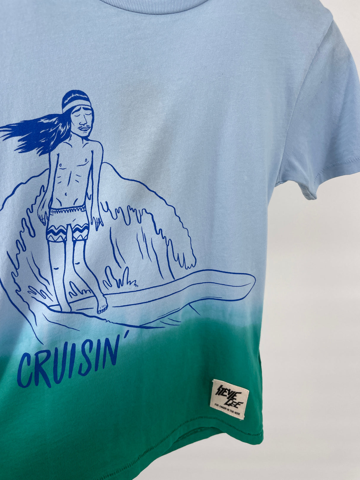 T-shirt Blauw Groen Surfer