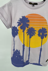 T-shirt Lila Palmbomen Sunset