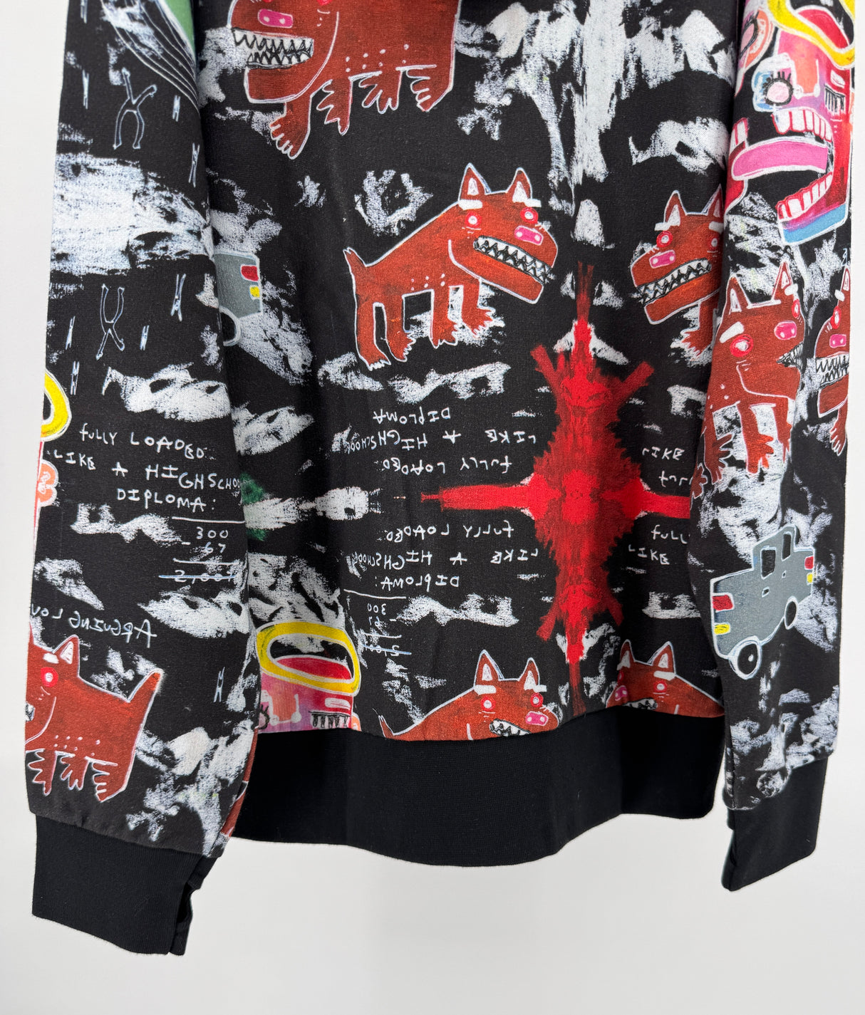 Vest Capuchon Zwart met Kunst Print AKKI Maat 164 / 170