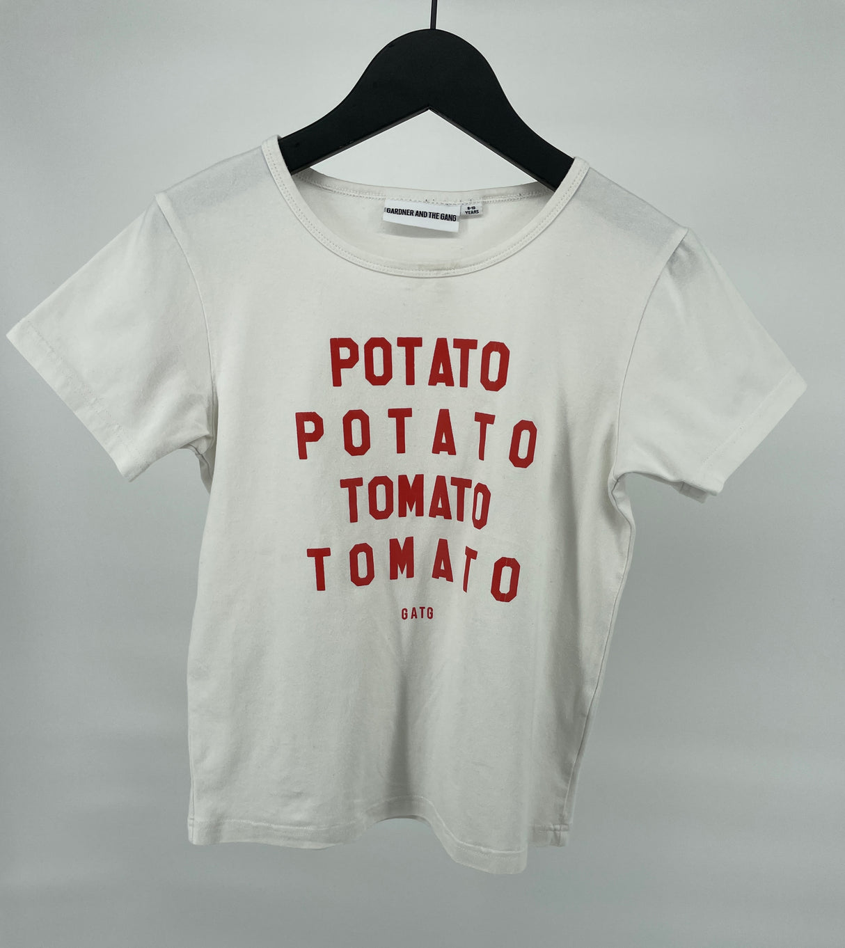 T-shirt Wit Potato Tomato Maat 128