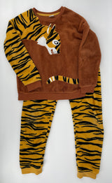 Pyjama Bruin Oranje Fleece Tijger Maat 146 / 152