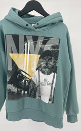 Hoodie Groen met Print Maat 146 / 152