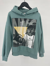 Hoodie Groen met Print Maat 146 / 152