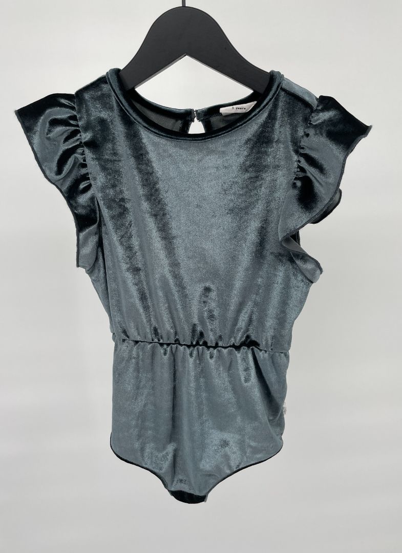 Body Blauw Grijs Velours Maat 98 / 104
