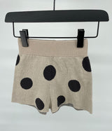 Short Beige Zwarte Stippen Gebreid Maat 98