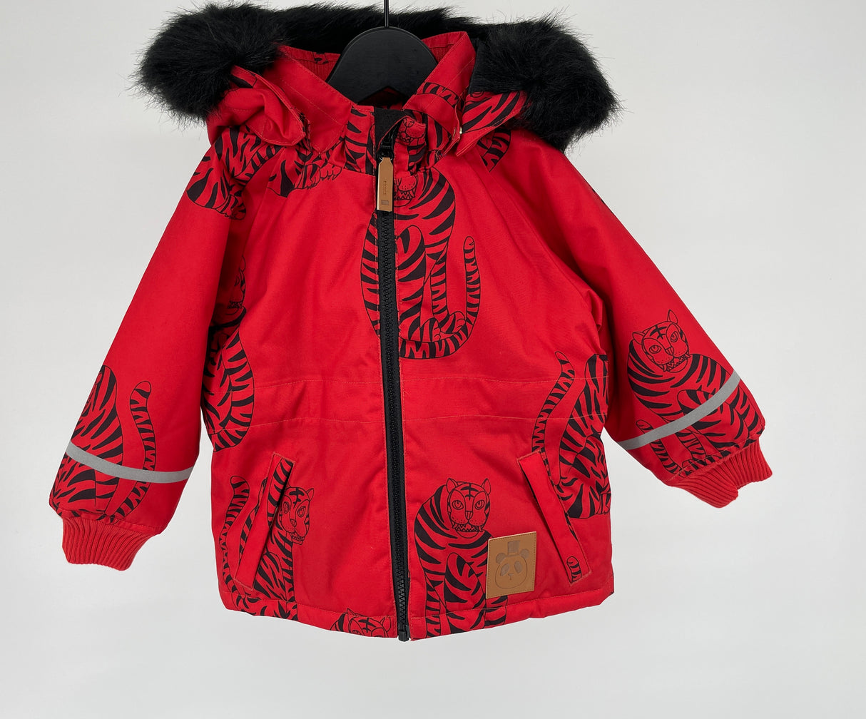 Mini Rodini Winterjas K2 Parka Rood Tijgers Maat 80 86 – Mini