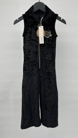 Jumpsuit Mouwloos Zwart Velours Kat Maat 104 / 110