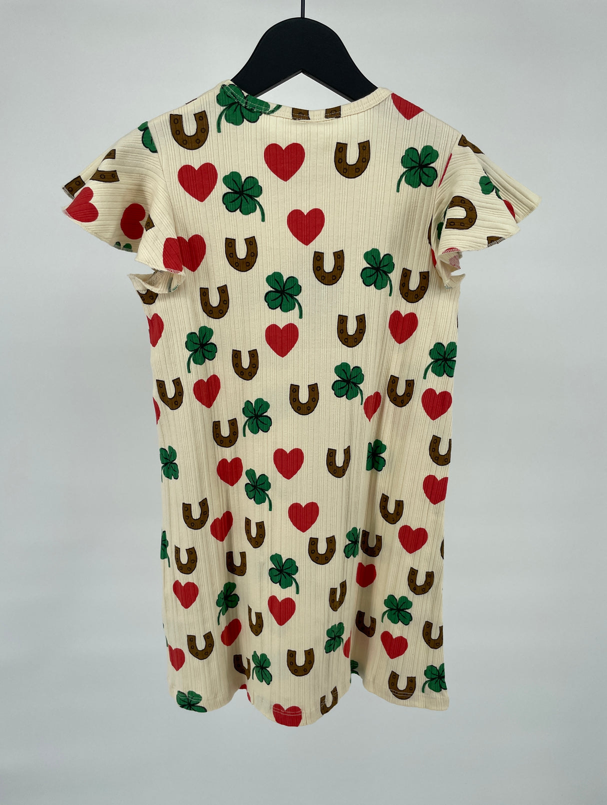 Jurk Beige Hartjes Klavertjes Hoefijzer Print