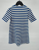 Jurk Blauw Beige Gestreept Rib Maat 92 / 98