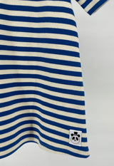 Jurk Blauw Beige Gestreept Rib Maat 92 / 98