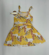 Jurk Mouwloos Unicorn Print Geel Roze Maat 104 / 110