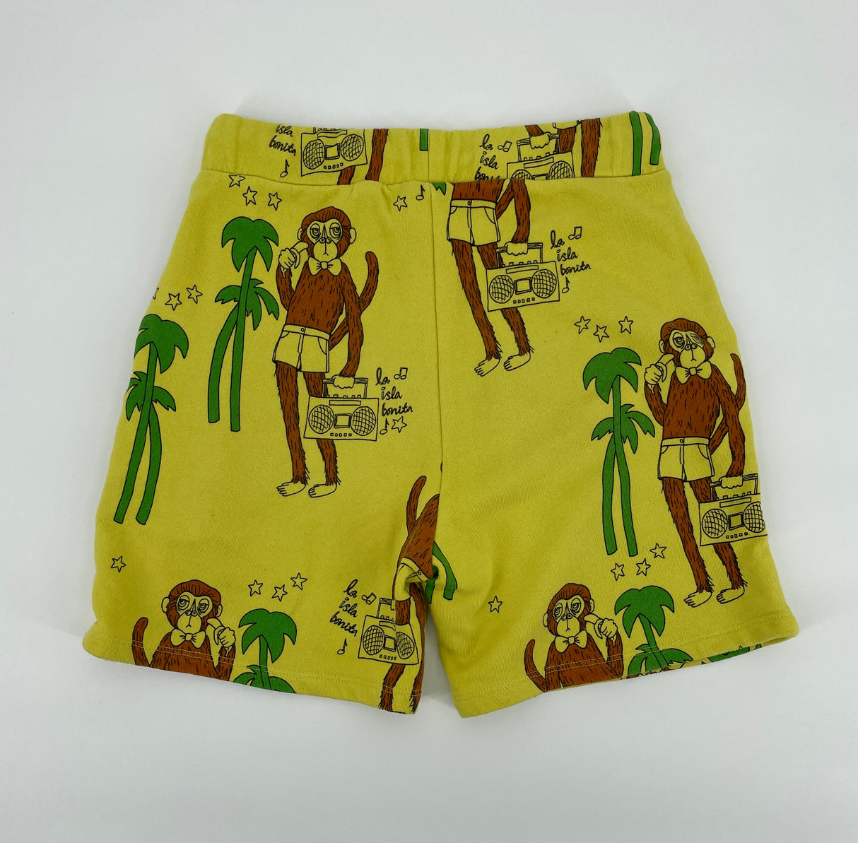 Korte Broek Geel Apen Print Maat 140 / 146