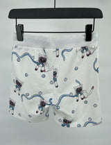 Korte Broek Wit Poezen Print Maat 116 / 122