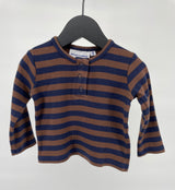 Longsleeve Rib Bruin Donkerblauw Maat 68 / 74