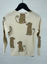 Longsleeve Beige Hondjes Maat 116 / 122