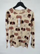 Longsleeve Beige Bruin Hondjes Print