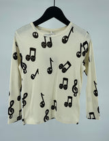 Longsleeve Beige Muzieknoten Maat 128 / 134