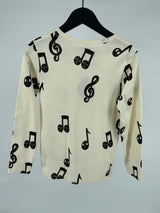 Longsleeve Beige Muzieknoten Maat 128 / 134