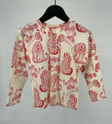 Longsleeve Beige Rood Tijger Print Maat 104 / 110