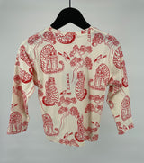 Longsleeve Beige Rood Tijger Print Maat 104 / 110