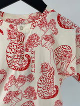 Longsleeve Beige Rood Tijger Print Maat 104 / 110