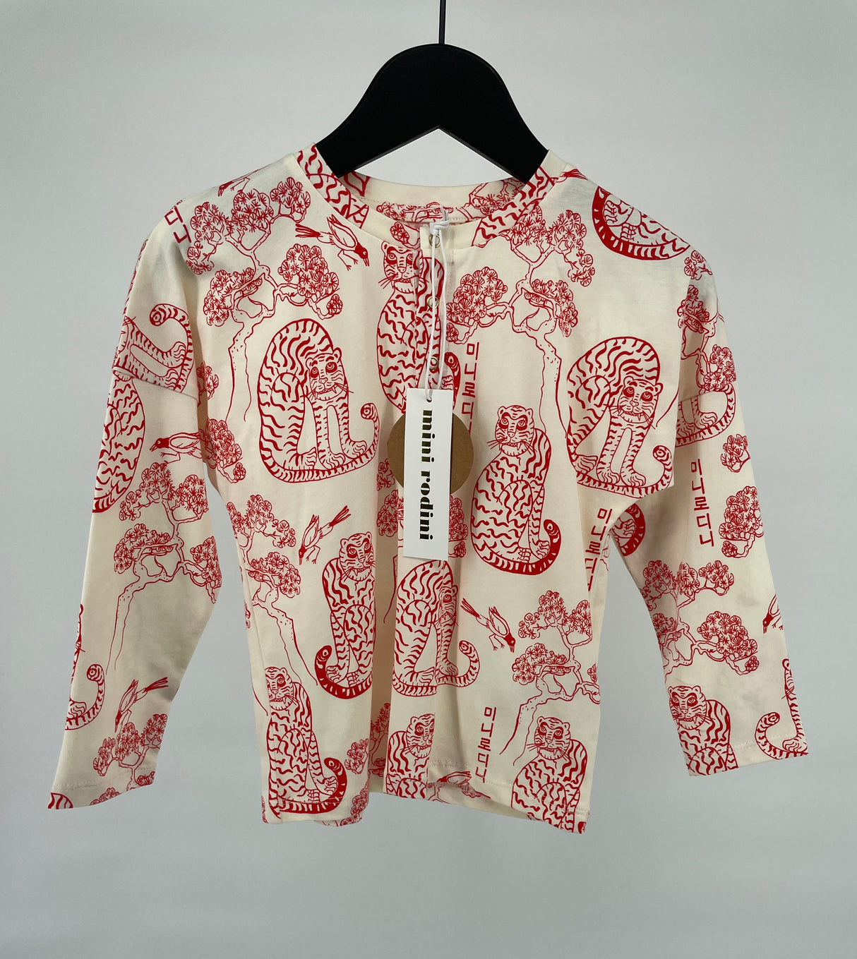 Longsleeve Beige Rood Tijger Print Maat 104 / 110