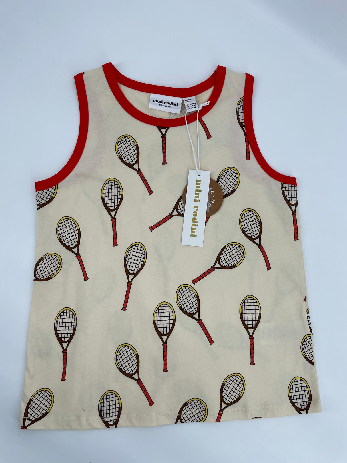 Tanktop Beige Tennisrackets Maat 128 / 134