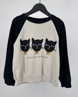 Trui Beige Zwart Katten Print Maat 128 / 134