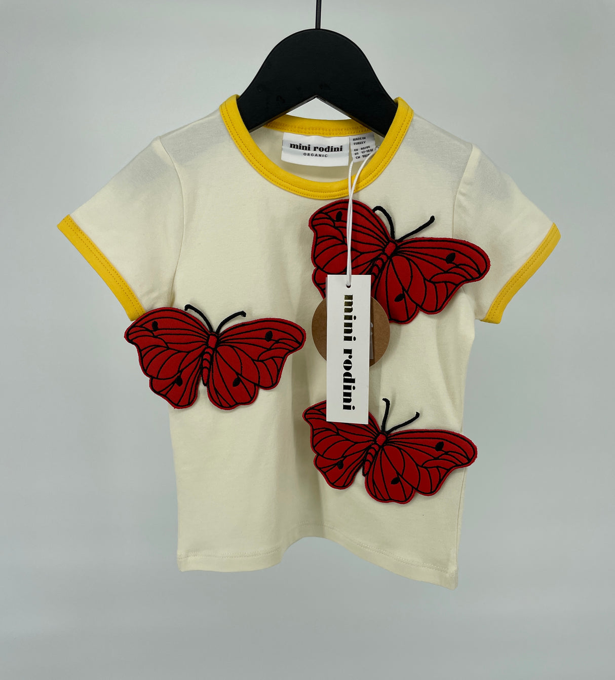 T-shirt Beige Rood Vlinders