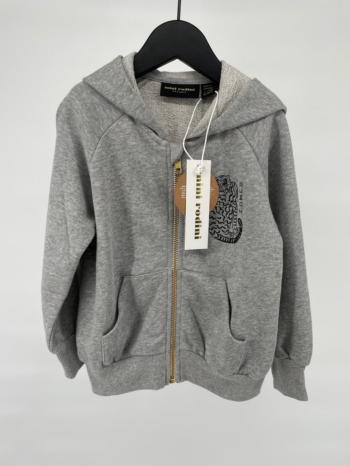 Vest Capuchon Grijs met Tijger Maat 92 / 98