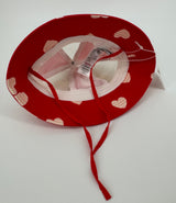 Zonnehoedje Rood Hartjes Strikje Maat 3 - 9 Jaar