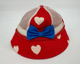 Zonnehoedje Rood Hartjes Strikje Maat 3 - 9 Jaar