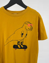 T-shirt Geel Dino op Skateboard Maat 152