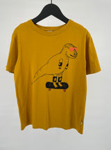 T-shirt Geel Dino op Skateboard Maat 152